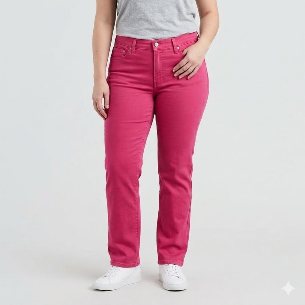 Levi's 505 Straight Leg Jeans Women Pink Cotton Blend Size 8 (29x32)
